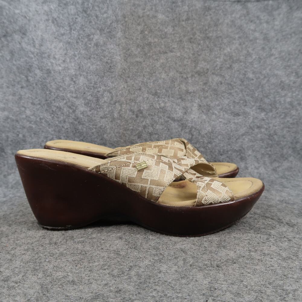 Tommy Hilfiger Shoes Womens 6 Sandals Fashion Slide Slip On Wedge Open Toe Logo